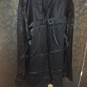 NEW Zara Black Satin Tunic Top With Embellished Sleeve thumbnail 3