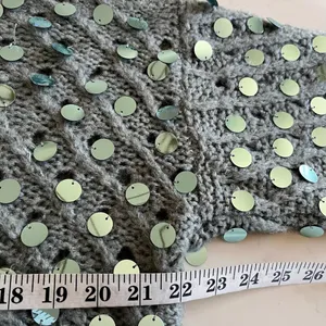 Zara Green Sequined Crewneck Long Sleeve Knit Pullover Sweater Size Large thumbnail 4