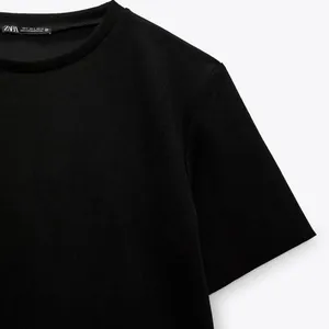 Zara Black Faux Suede Round Neck Short Sleeve Casual Mini T-Shirt Dress Size M thumbnail 14