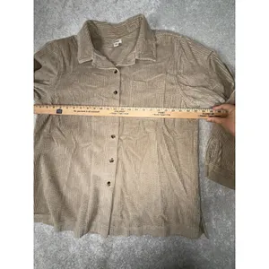 LL Bean Shirt Womens Large Tan Comfort Corduroy‎ Relaxed Button Up Long Sleeve thumbnail 5