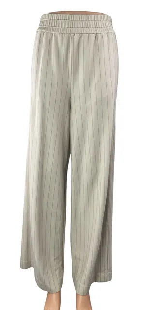 Cos Womens Beige Stripe High Rise Elastic Waist Palazzo Wide Leg Trouser Pants M thumbnail 1