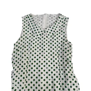 Handmade Green‎ Polka Dot Peter Pan Collar Sleeveless Mini Dress Cottagecore thumbnail 5