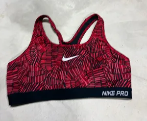 Nike Pro Women's Red Patterned Sports Bra large thumbnail 1