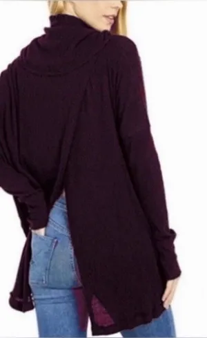 Free People Small Thermal Top Juicy Cowl Neck Split Back Long Sleeve Date Night thumbnail 1
