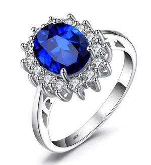 Sterling Silver SIZE 9 925 Blue Sapphire Engagement Ring thumbnail 1