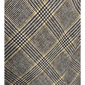 Beige Checkered Shawl 6 Feet Wide Viscose Beige Brown Yellow Retro Preppy thumbnail 3