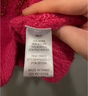 BiBi ‘Be Happy’ Puff Sleeve Tensil Letter Knit Top Hot Pink thumbnail 4