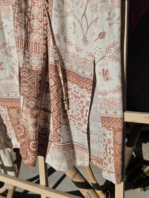 NWT Jane + Delancey Linen Blend Western Print Style Midi Dress Small thumbnail 5