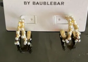 Baublebar Sugarfix Pearl & Gold double Hoops NWT thumbnail 1