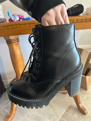 Madden Girl Black Lace-Up Combat Boots thumbnail 2