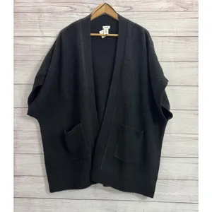 Aerie Women's Black Knit Cardigan Poncho Sweater Size SMALL OVERSIZED thumbnail 7