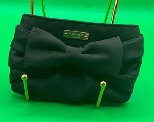 HTF Rare Out of Stock Kate Spade black satin bow small Zip Coin Purse thumbnail 1