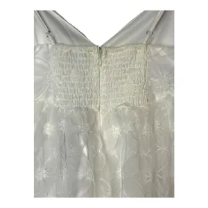 Lulus Floral Lace Midi Dress XS White Bridal Shower Wedding Smocked Coquette NWT thumbnail 13