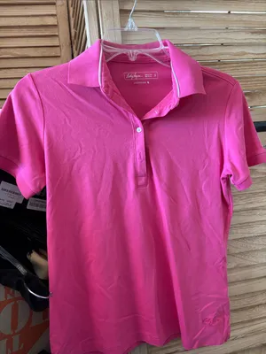 Lady Hagen Bright Pink Polo Button-Down Shirt thumbnail 1