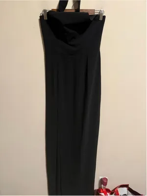Amanda Uprichard Revolve Queen Halter Maxi Slit Gown In Black- Size Small thumbnail 3