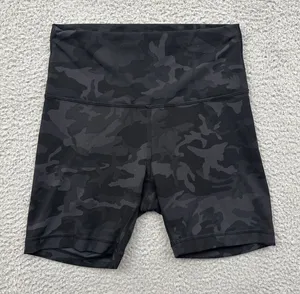 Lululemon Wunder Train Shorts High Rise 6" Black Camo Biker Athletic Women's 6 thumbnail 1