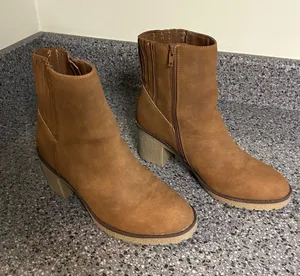 MIA Tan Suede Ankle Booties with Block Heel thumbnail 1
