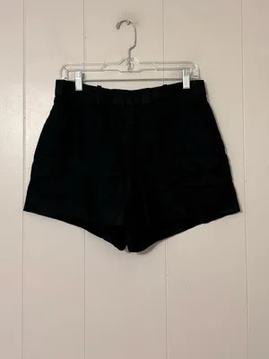 Abercrombie & Fitch A&F Linen Collection High Rise Tailored Shorts Black 27 thumbnail 3