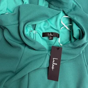 Lulus Belestina Teal Green Cutout Mock Neck Maxi Dress size Small thumbnail 5
