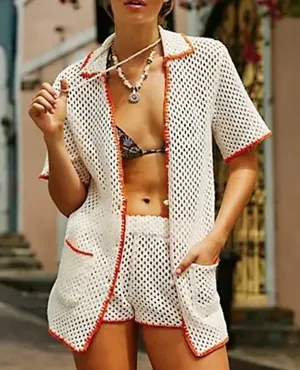 Free People Cabana Fauxchet Cardigan Top XS Ivory Boho Crochet Beach Coverup thumbnail 1