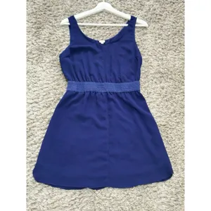 Wilfred Aritzia Women’s Navy Blue Mini Dress Smocked Waist Scoop Neck Size S thumbnail 2