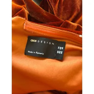 ASOS Design Rust Velvet Off Shoulder Cutout Wide Leg Jumpsuit Size 10 thumbnail 2