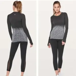 Lululemon Black & Gray Ombre Swiftly Tech Long Sleeve Shirt Size 4 thumbnail 3