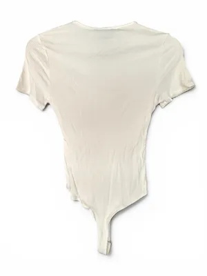 NWT Lulus Kinship Ivory Ribbed Bodysuit M thumbnail 6