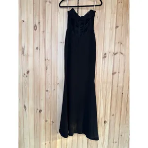 NWOT Lulus Iconic Arrival Black Strapless Bustier Mermaid Maxi Dress Party Sz S thumbnail 5