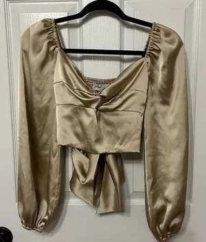 Petal & pup satin cropped‎ blouse champagne size XS thumbnail 1