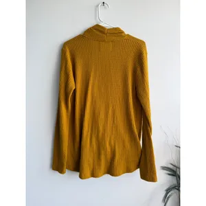 Anthropologie Akemi Mustard Yellow‎ Waffle Knit Surplice Wrap Top Womens Medium thumbnail 3