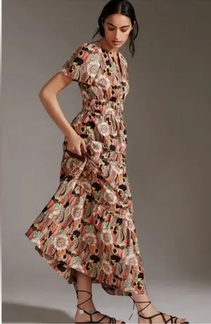 Anthropologie The Somerset Maxi Dress Pink Rose Floral XS NEW thumbnail 1