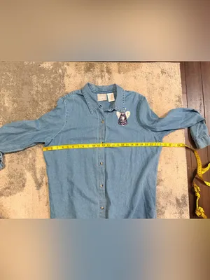 Blair  Light Blue Denim Button-Down Shirt with Angel Patch thumbnail 4