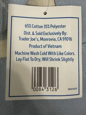Trader Joe's Striped Mini Canvas Tote Bag, Pastel Blue thumbnail 5