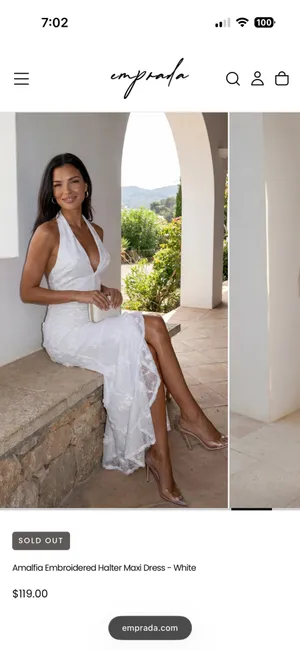 Emprada Halter Neck White Dress thumbnail 4