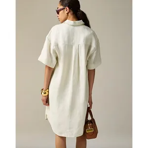 J.Crew Tall Utility Shirtdress Linen Natural Beige Relaxed Pockets Small NWT thumbnail 3