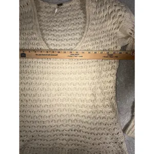 Free People Crashing Waves Scoop Neck Boho Sweater Ivory Wool Blend Chunky Small thumbnail 5