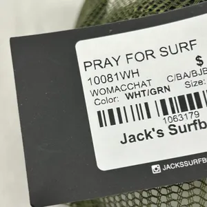 Jacks Surfboards Pray For Surf Embroidered Olive Green White Surfer Trucker Mesh SnapBack Hat Cap thumbnail 8