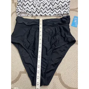 Cupshe Chevron Halter Bandeau & Multi Way Tummy Control Midkini Set, size large thumbnail 7