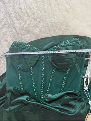 Portia & Scarlett Emerald Velvet Beaded Corset Gown Formal Dress L NWT thumbnail 10