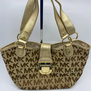 Michael Kors Medium Brown/Gold Fabric Shoulder Bag thumbnail 10