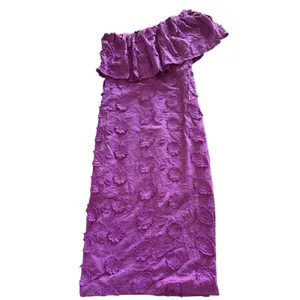 Abbey Glass NWT Sutton Lace 3D Floral Ruffle One Shoulder Midi Dress XS Purple thumbnail 2