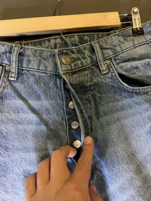 Zara Jeans Womens 6 Blue Acid Wash High Rise Relaxed Straight Button Fly Denim thumbnail 4