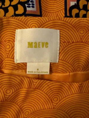 Maeve Clementina Pencil Skirt Size 6 Golden Orange Geometric Print Anthropologie thumbnail 6