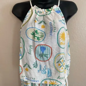 Monteau Tank Top Pull On Pants Set Womens Sz Small European Summer Beach thumbnail 2
