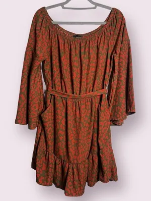 Vici Orange and Green Cheetah Print Dress XL thumbnail 1