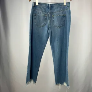 Free People Distressed Mid Rise Maggie Straight Leg Jeans in Blue Size 26‎ thumbnail 7