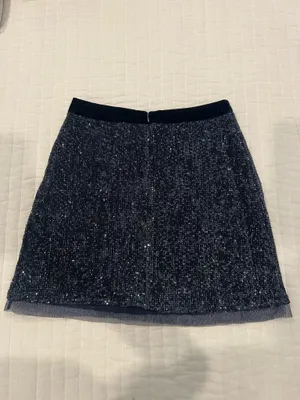 Free People Navy Blue Sequin Mini Skirt thumbnail 2