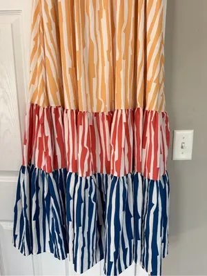 TOV Los Angeles Multicolor Tiered Stripe Maxi Skirt Vacation Resortwear thumbnail 3