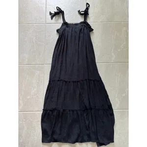 Blu Pepper Dress Womens Large‎ Black Maxi Tiered Tie Quiet Luxury Resort Beachy thumbnail 2